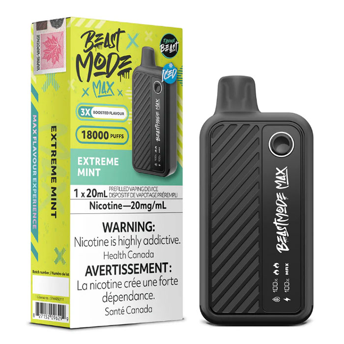 (Stamped) Extreme Mint Iced Beast Mode Max 18000 Puffs Disposable Vape Ct 5