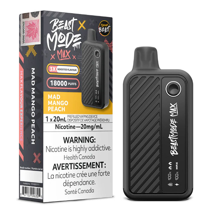 (Stamped) Mad Mango Peach Beast Mode Max 18000 Puffs Disposable Vape Ct 5