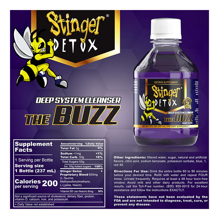 Grape The Buzz 5X Instant Extra Strength Detox Drink by Stinger