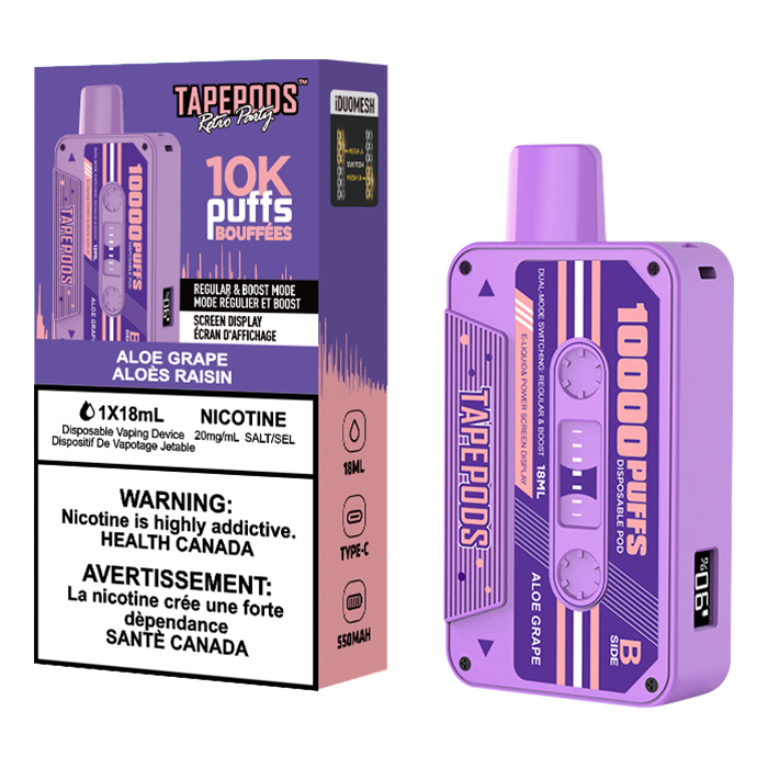 Aloe Grape Tapepods 10000 Puffs Disposable Vape Ct-10