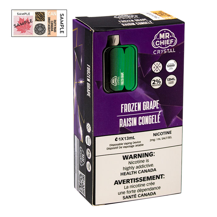 Crystal Frozen Grape 12000 Puffs Disposable Vape By Mr. Chief Ct 10