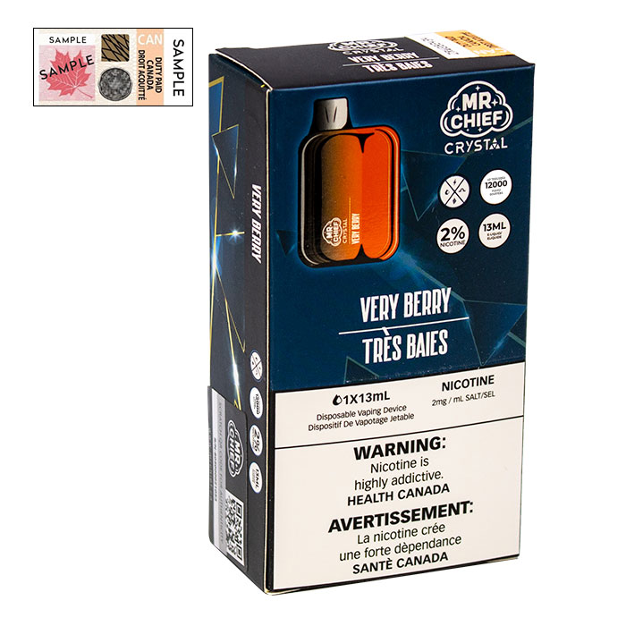 Crystal Very Berry 12000 Puffs Disposable Vape By Mr. Chief Ct 10