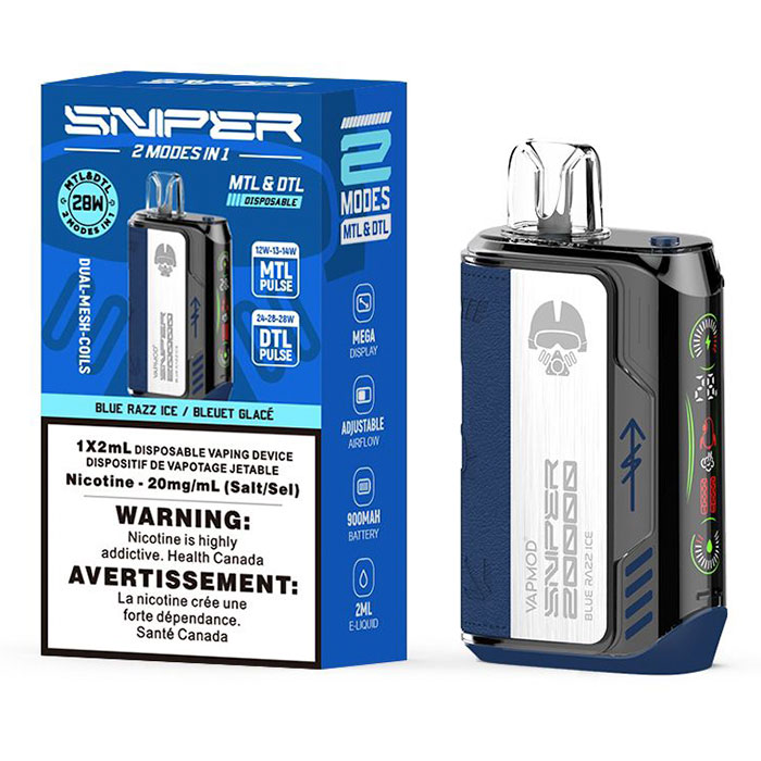 BC Compliance-Blue Razz Ice Sniper Disposable Vape Ct 5 By Vapmod