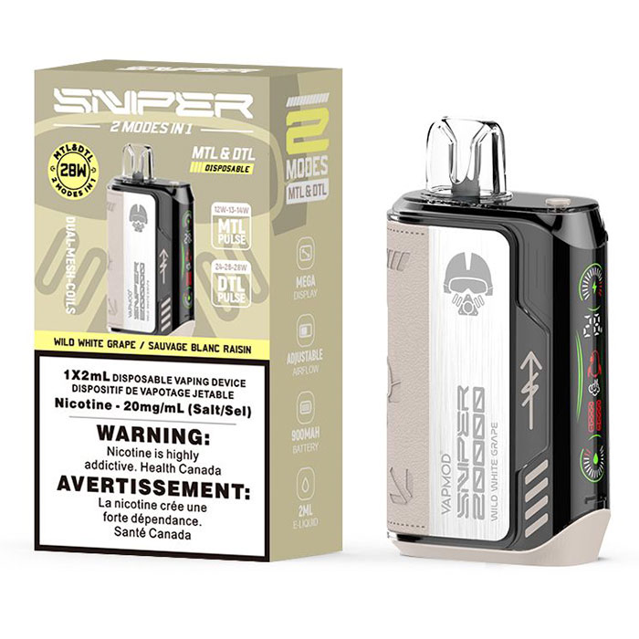 BC Compliance-White Wild Grape Sniper Disposable Vape Ct 5 By Vapmod