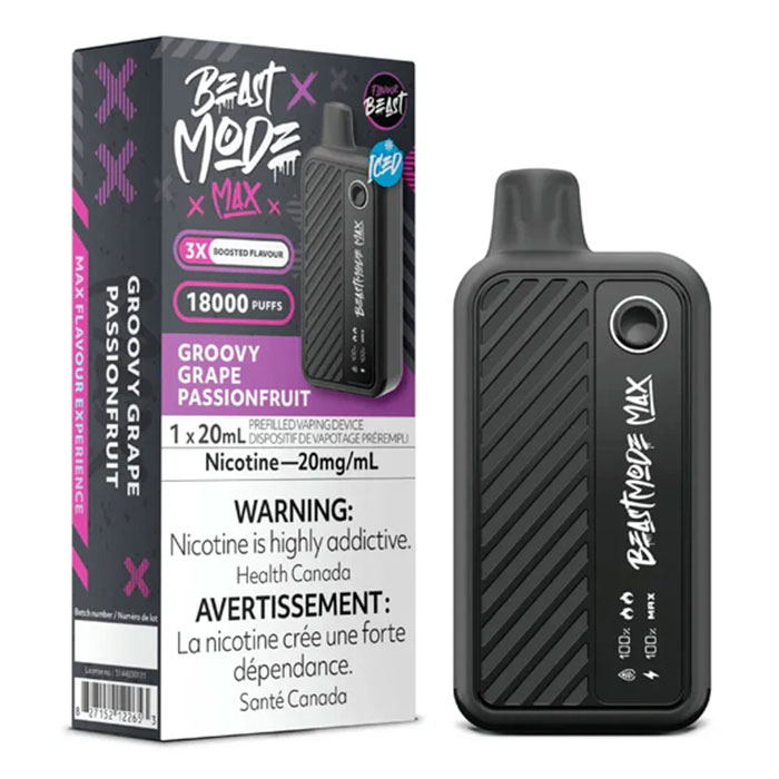 (Stamped) Groovy Grape Passionfruit Beast Mode Max 18000 Puffs Disposable Vape Ct 5