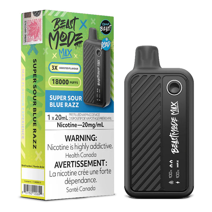 (Stamped) Super Sour Blue Razz Beast Mode Max 18000 Puffs Disposable Vape Ct 5