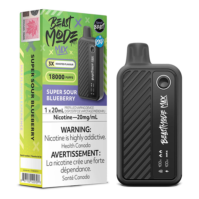 (Stamped) Super Sour Blueberry Beast Mode Max 18000 Puffs Disposable Vape Ct 5