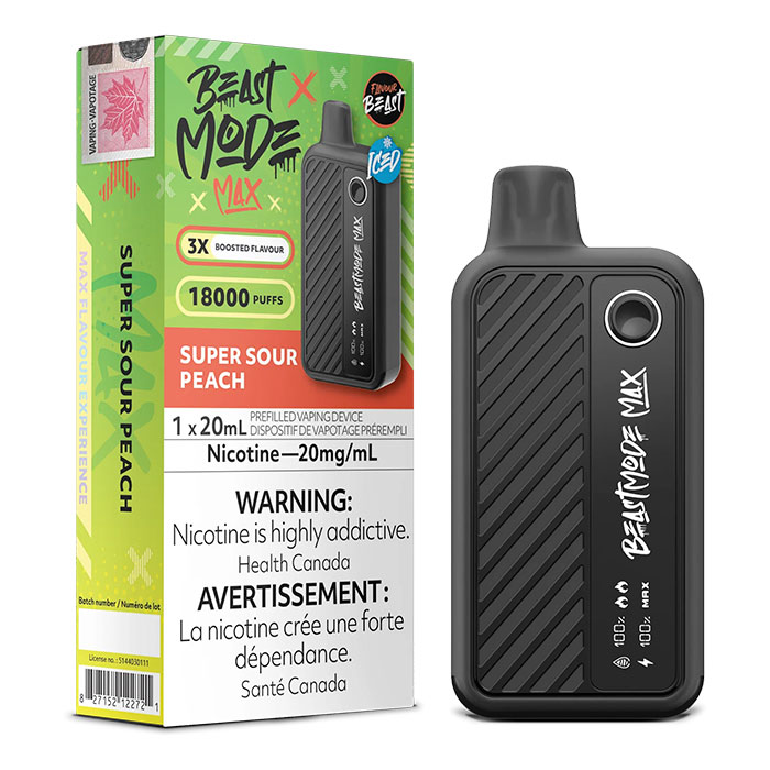 (Stamped) Super Sour Peach Beast Mode Max 18000 Puffs Disposable Vape Ct 5