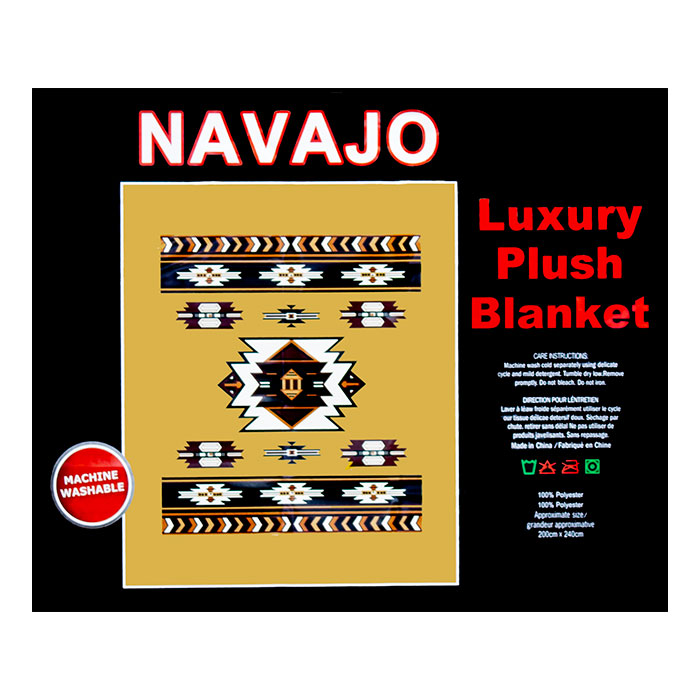 Navajo Brown Queen Size Plush Blanket 