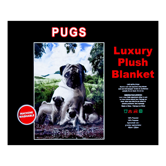 Pugs Twin Size Plush Blanket