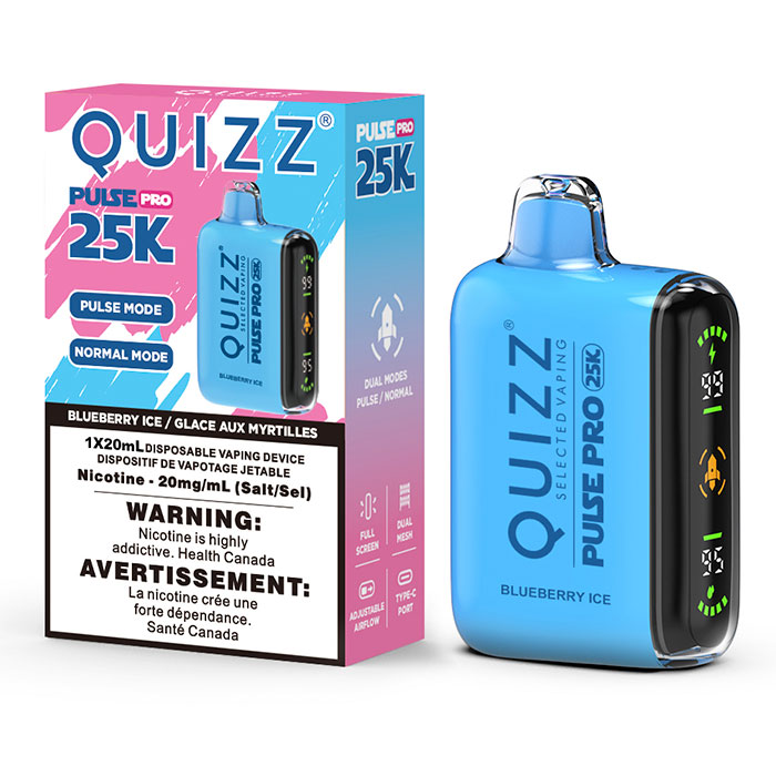 Blueberry Ice Quizz Pulse Pro 25000 Puffs Disposable Vape Ct 10