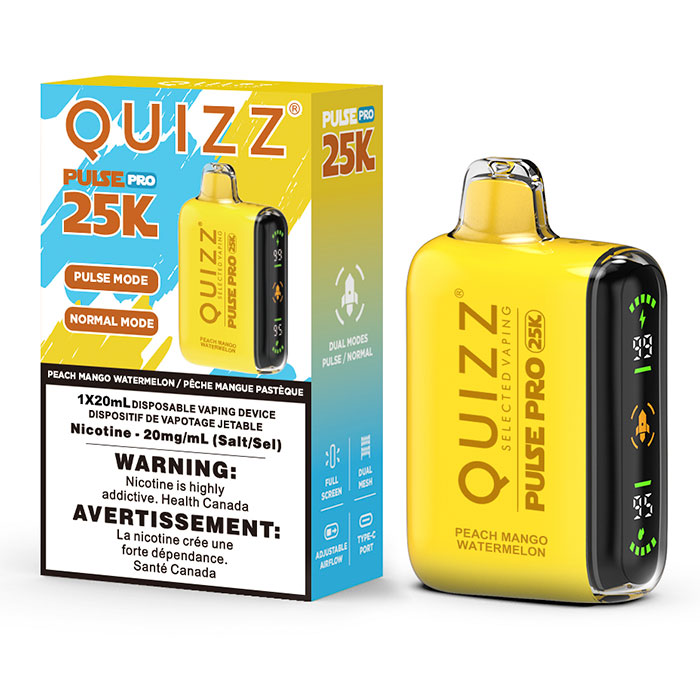 Peach Mango Watermelon Quizz Pulse Pro 25000 Puffs Disposable Vape Ct 10