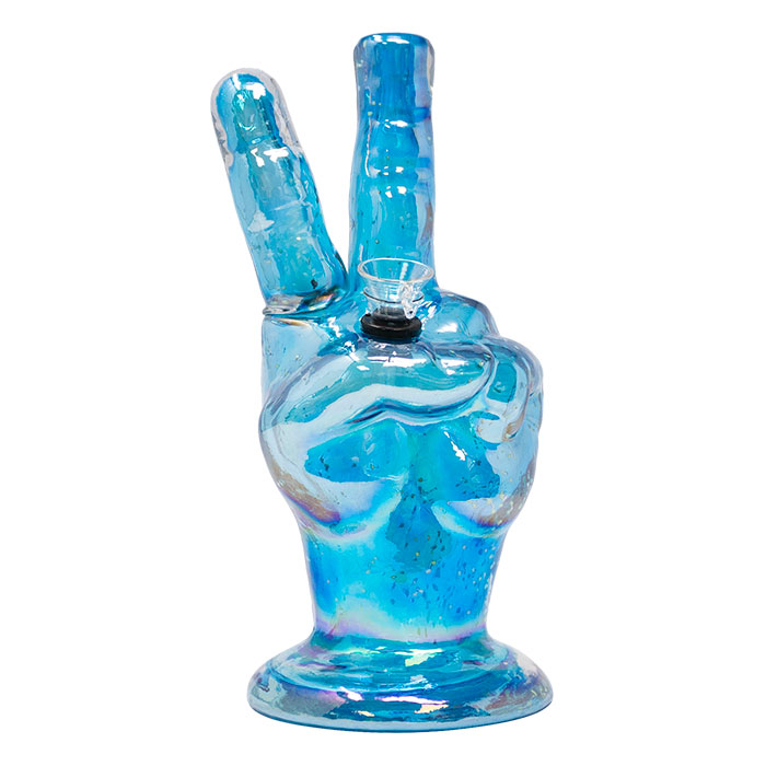 Light Blue Victory 10 Inches Metallic Glass Bong