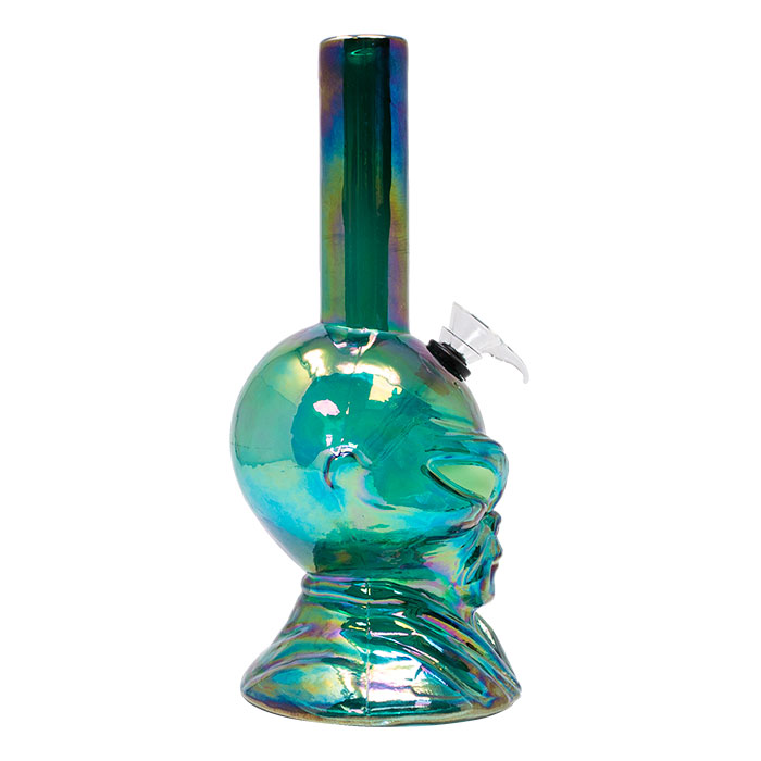 Teal Alien 11 Inches Glow In Dark Metallic Glass Bong 