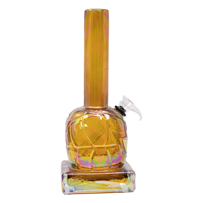 Amber Spider Mask 10 Inches Glow In Dark Metallic Glass Bong