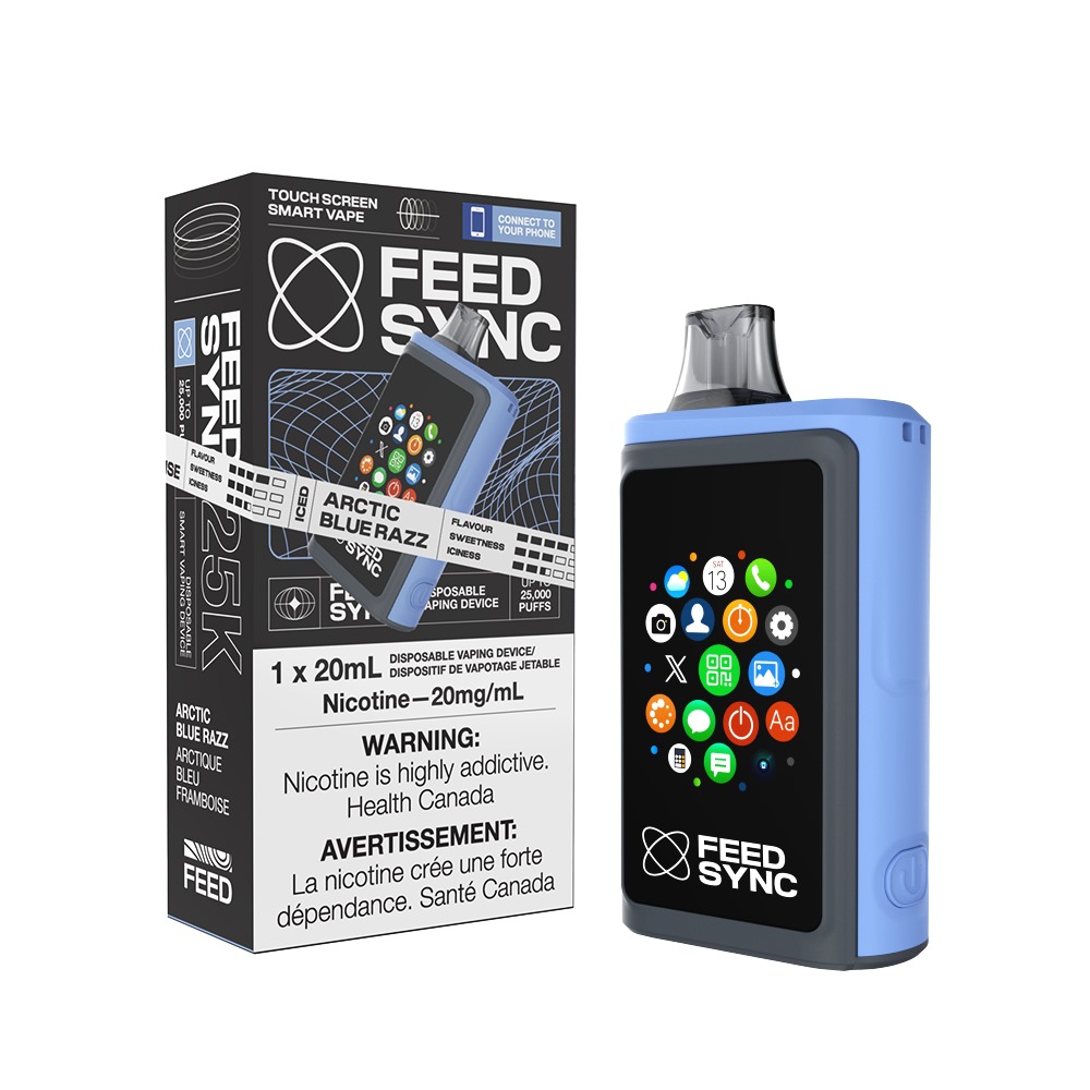 Arctic Blue Razz Feed Sync 25000 Puffs Disposable Touch Screen Smart Vape Ct 3