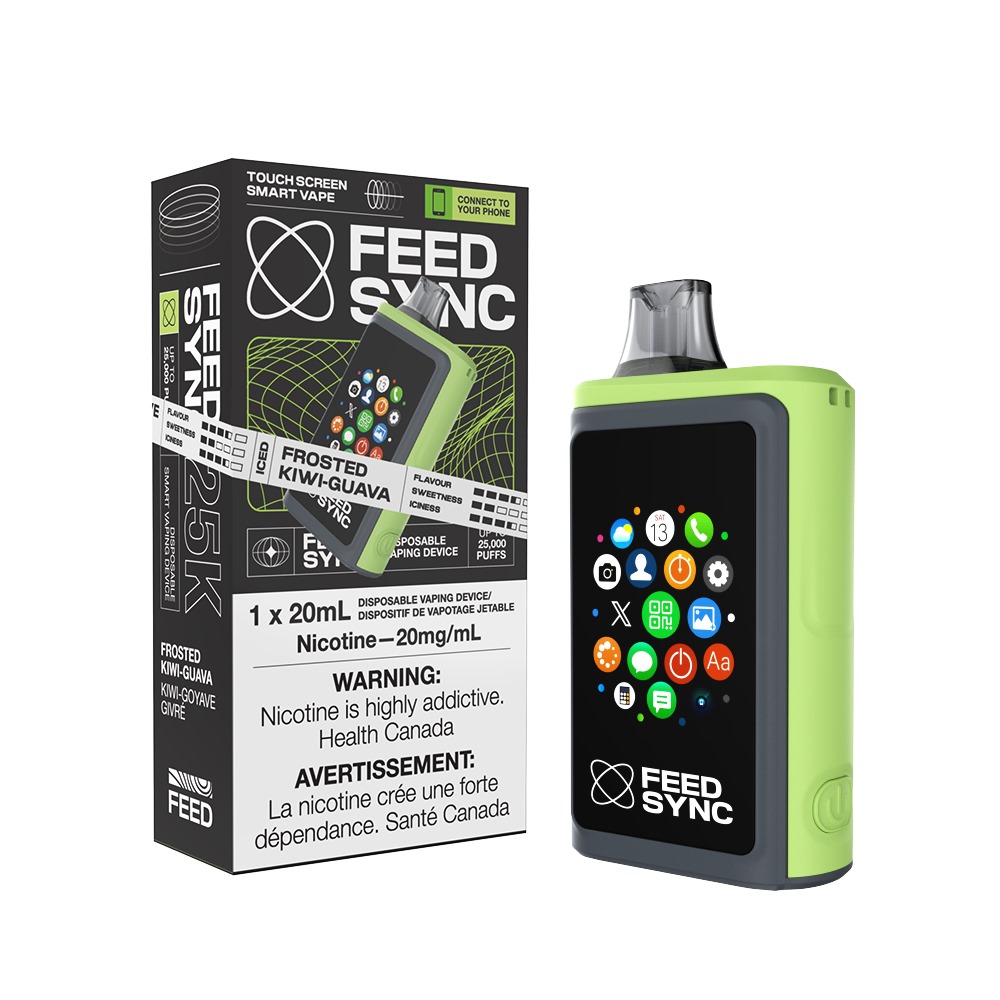 Frosted Kiwi Guava Feed Sync 25000 Puffs Disposable Touch Screen Smart Vape Ct 3