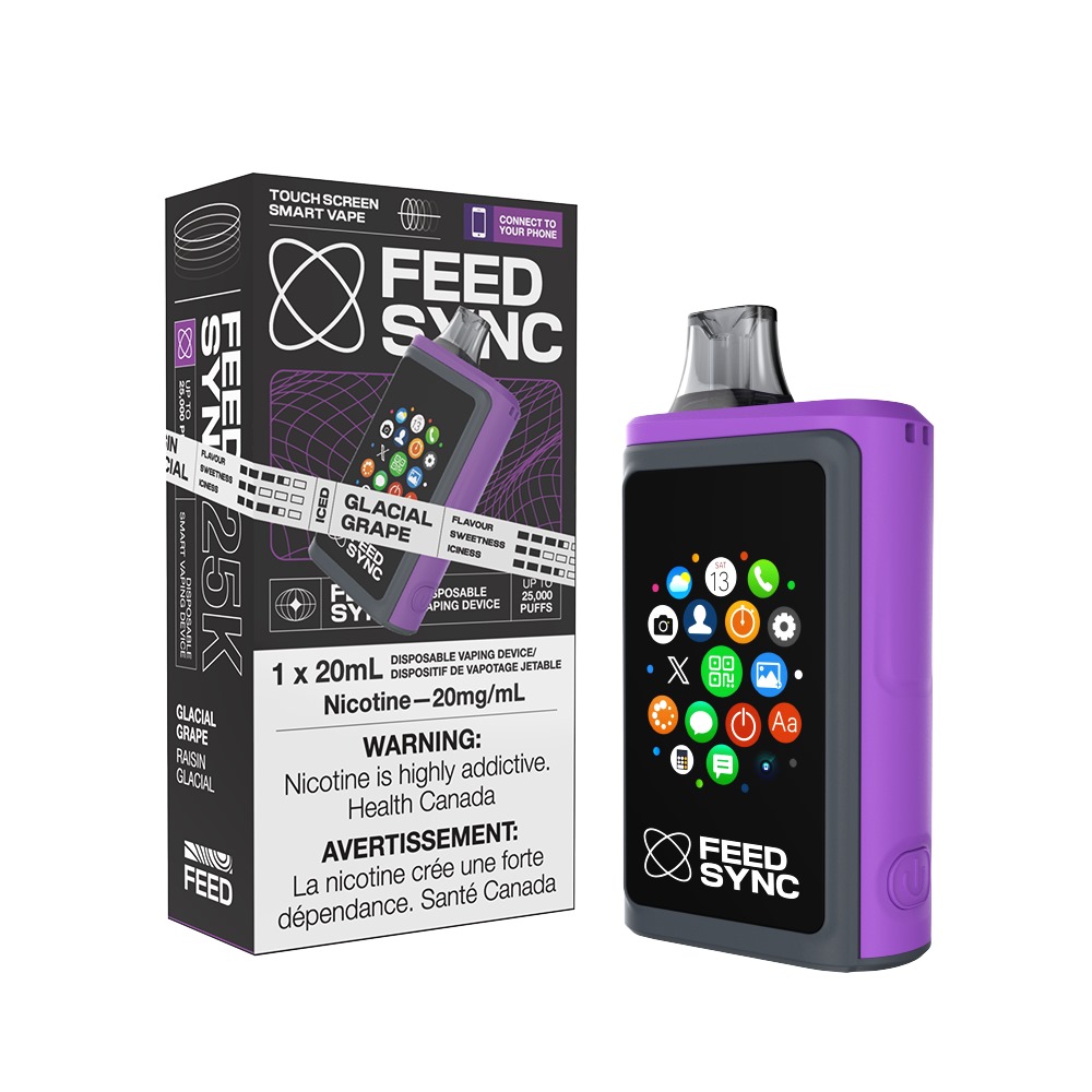 Glacial Grape Feed Sync 25000 Puffs Disposable Touch Screen Smart Vape Ct 3