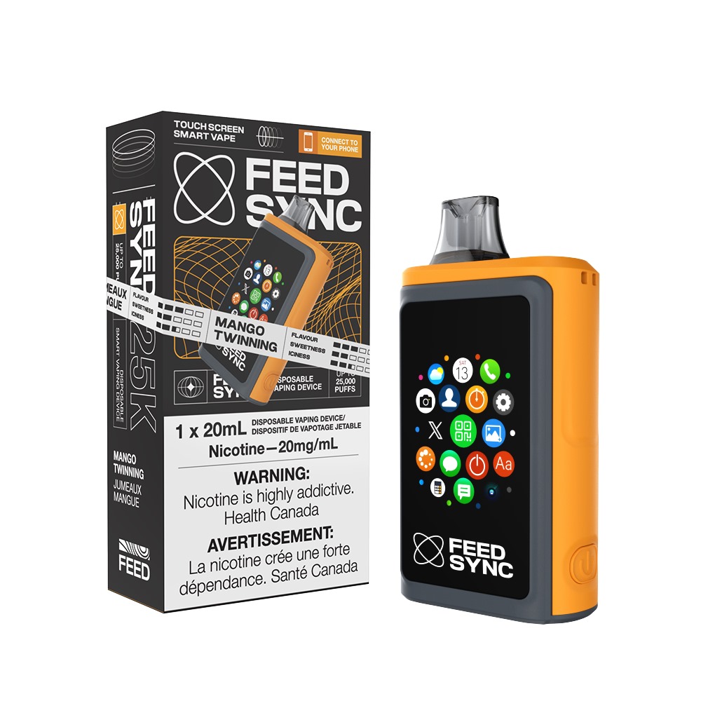 Mango Twinning Feed Sync 25000 Puffs Disposable Touch Screen Smart Vape Ct 3