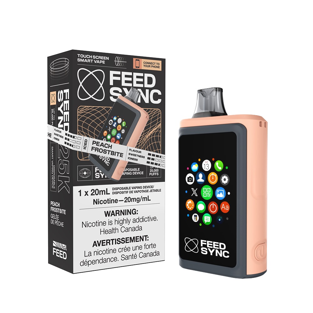 Peach Frostbite Feed Sync 25000 Puffs Disposable Touch Screen Smart Vape Ct 3