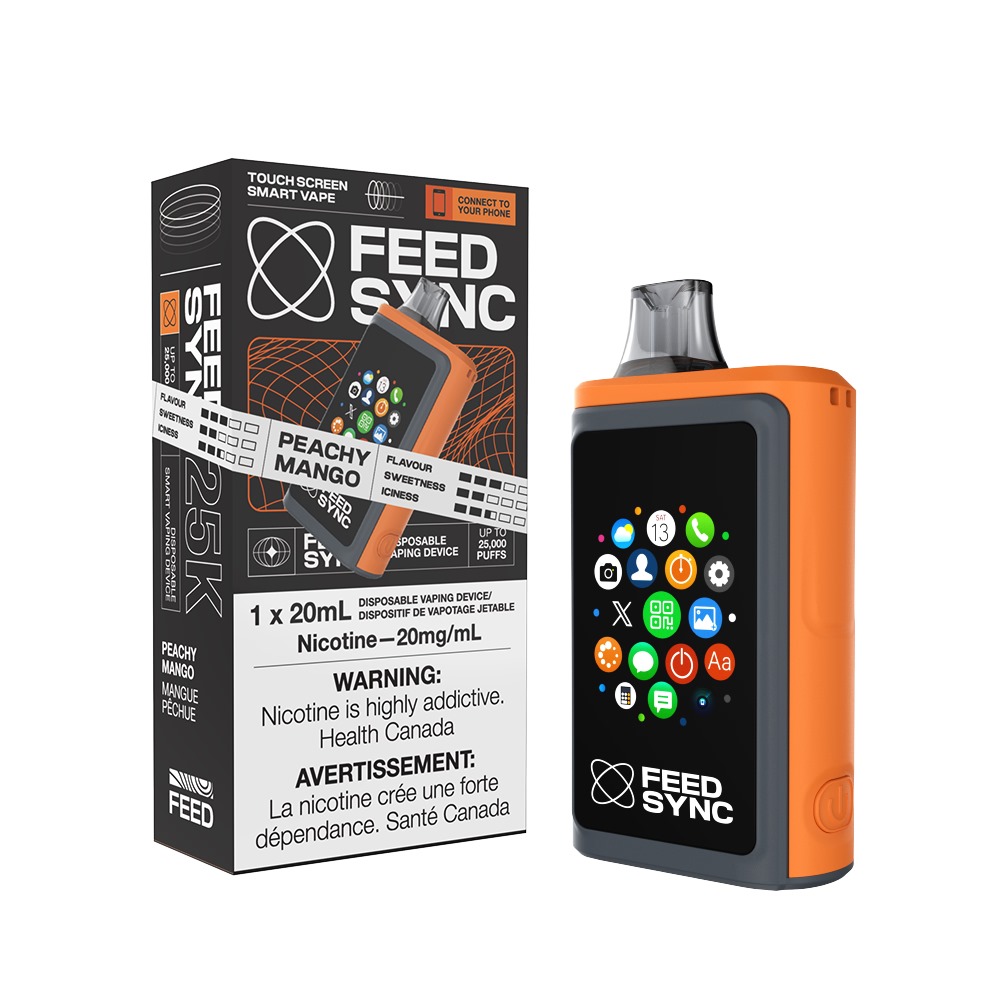 Peachy Mango Feed Sync 25000 Puffs Disposable Touch Screen Smart Vape Ct 3