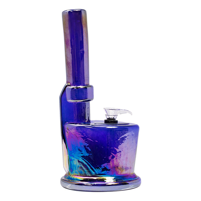 Blue Gravy Boat 11 Inches Metallic Glass Bong 