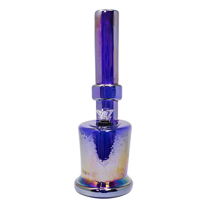 Blue Gravy Boat 11 Inches Metallic Glass Bong 