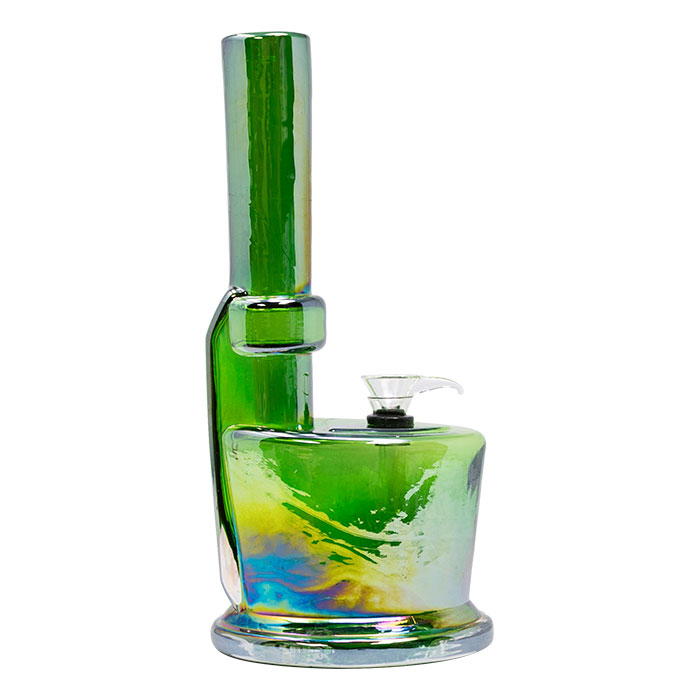  Green Gravy Boat 11 Inches Metallic Glass Bong 