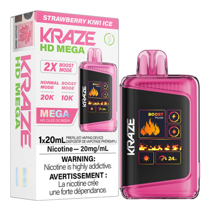 Strawberry Kiwi Ice Kraze HD Mega 20000 Puffs Disposable Vape Ct 5