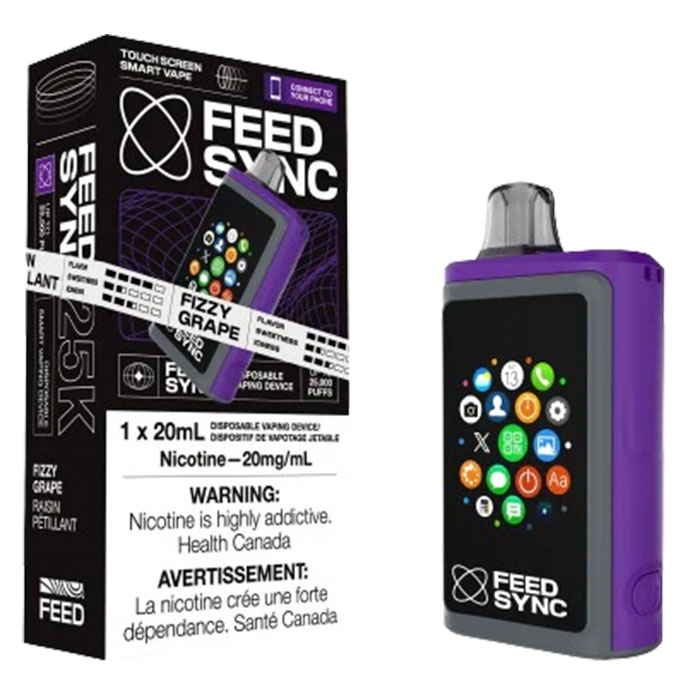 Fizzy Grape Feed Sync 25000 Puffs Disposable Touch Screen Smart Vape Ct 3