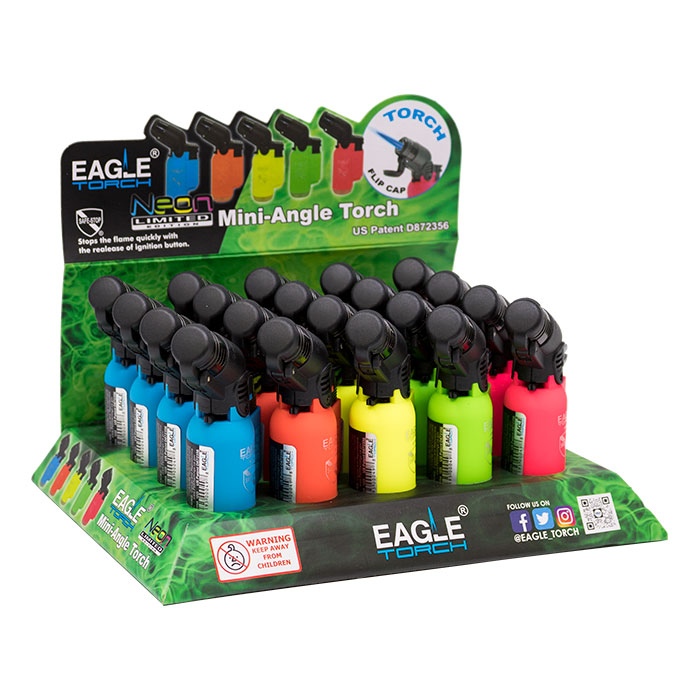 Eagle Torch Neon Limited Edition Mini-Angle Torch Lighter Display of 20