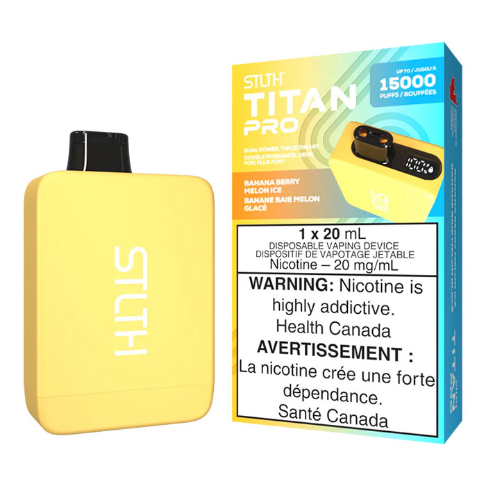 (Stamped) Banana Berry Melon Ice Stlth Titan 15000 Puffs Disposable Vape Ct 5