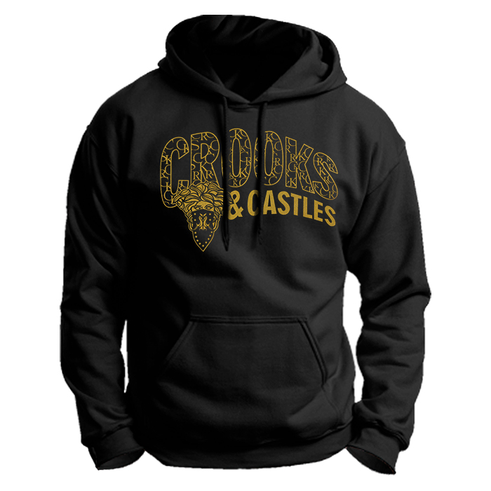 Gold Crooks & Castles Medusa Bandana Black Unisex Hoodie