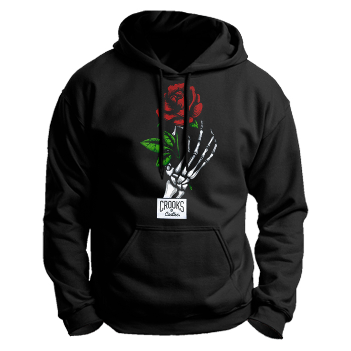 Crooks & Castles Rose and Skeleton Arm Black Unisex Hoodie