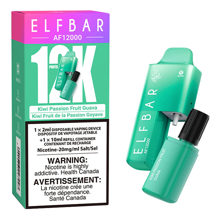 BC-Compliance Kiwi Passion Fruit Guava Elfbar AF12000 Disposable Vape Ct 5