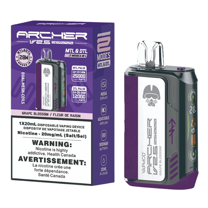 Grape Blossom V2.5 Archer 25000 Puffs Disposable Vape Ct 5 By Vapmod