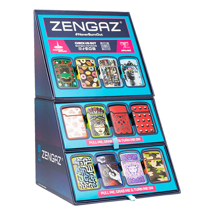 Funky Flame Zengaz Cube Lighter Display Of 48