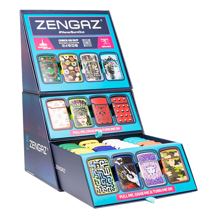 Funky Flame Zengaz Cube Lighter Display Of 48