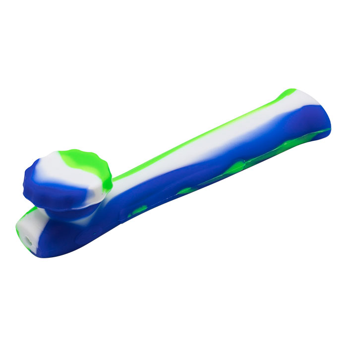 Green 6 Inches Silicone Pipe with Inbuilt Glass Screen