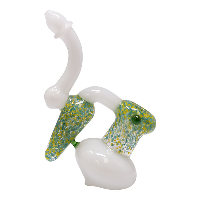 White Double Chamber Glass Bubbler