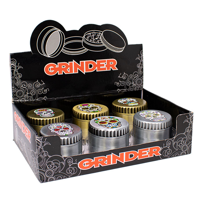 Skull Head Aluminium Four stage Grinder Display of 6