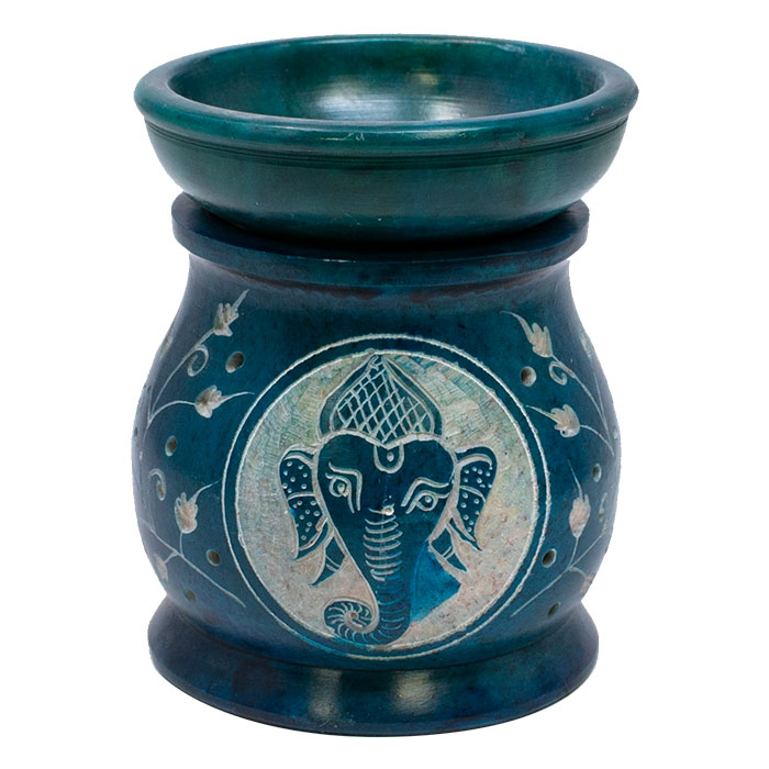 Artistic Blue Ganesha 5 Inches Soapstone Oil Burner