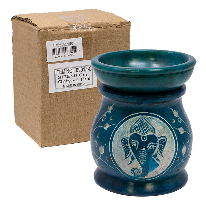 Artistic Blue Ganesha 5 Inches Soapstone Oil Burner