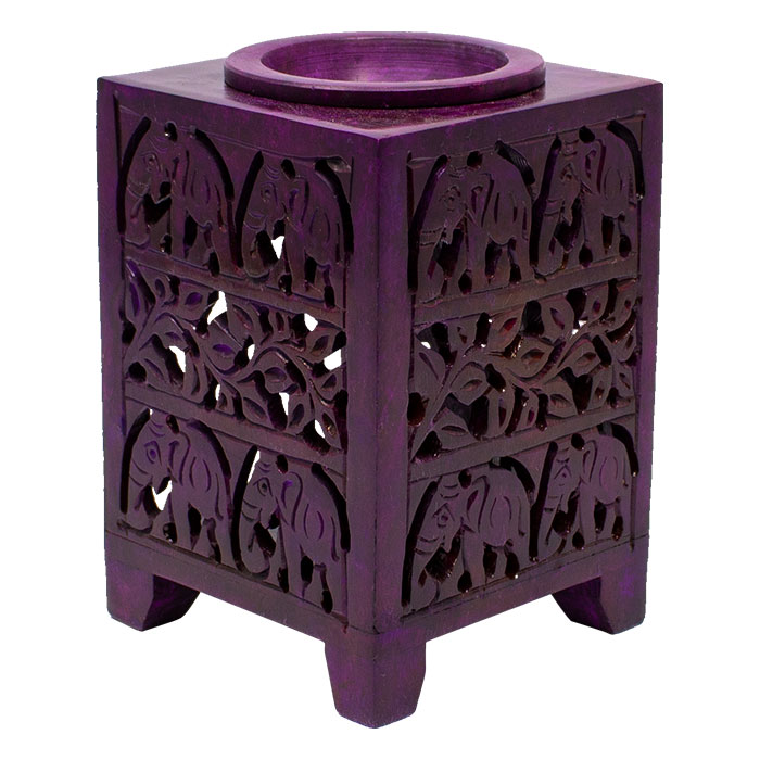 Purple Elephant Artwork Square 5 Inches Soapstone Oil Burner