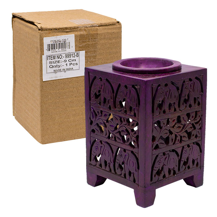 Purple Elephant Artwork Square 5 Inches Soapstone Oil Burner