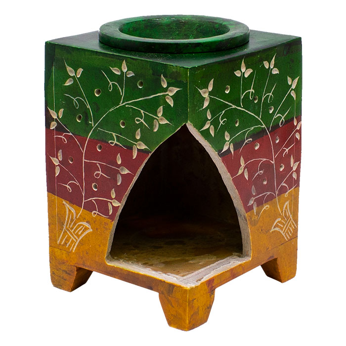 Rasta Heritage Tree Square 5 Inches Soapstone Oil Burner