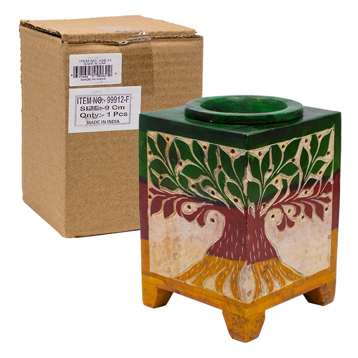 Rasta Heritage Tree Square 5 Inches Soapstone Oil Burner