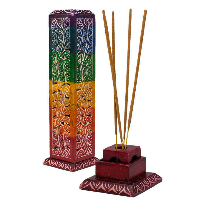 Rasta 11 Inches Soapstone Square Tower Incense Holder