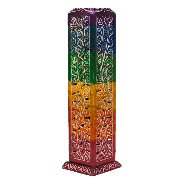 Rasta 11 Inches Soapstone Square Tower Incense Holder