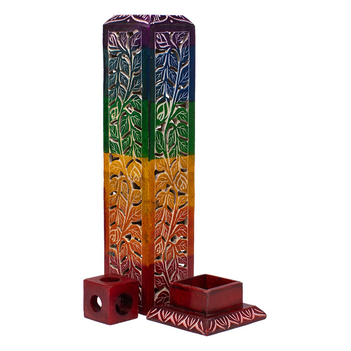 Rasta 11 Inches Soapstone Square Tower Incense Holder